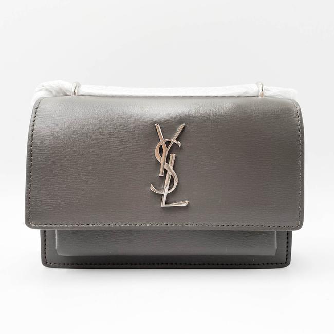 Saint Laurent Monogram Sunset Chain Wallet Calfskin Grey Leather Shoulder Bag