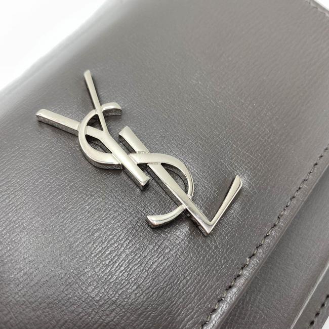 Saint Laurent Monogram Sunset Chain Wallet Calfskin Grey Leather Shoulder Bag