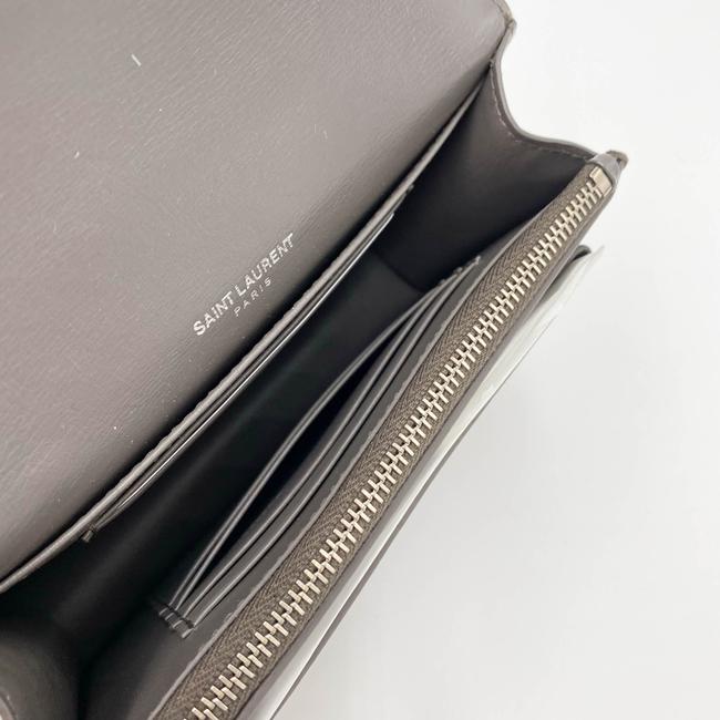 Saint Laurent Monogram Sunset Chain Wallet Calfskin Grey Leather Shoulder Bag