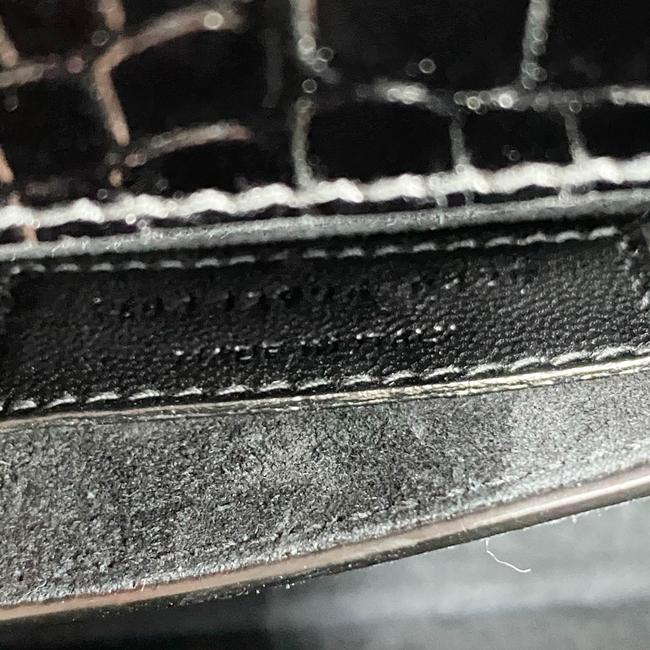 Saint Laurent Monogram Sunset Medium Croc Embossed Black Leather Shoulder Bag