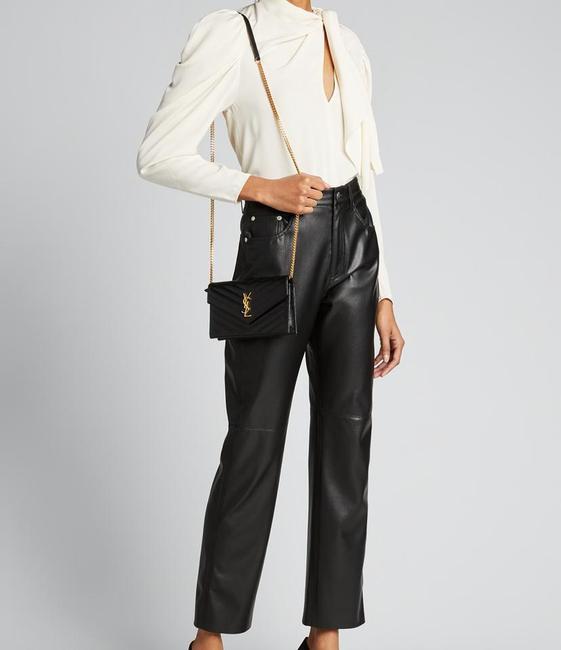 Saint Laurent Monogram Wallet on Chain Grain De Poudre Envelope Black Leather Shoulder Bag