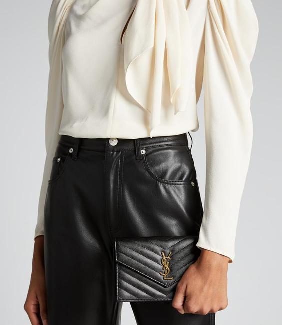 Saint Laurent Monogram Wallet on Chain Grain De Poudre Envelope Black Leather Shoulder Bag