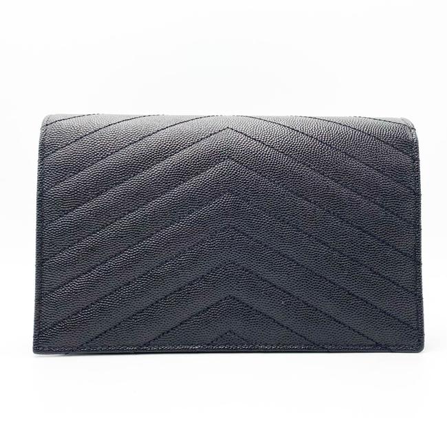 Saint Laurent Monogram Wallet on Chain Grain De Poudre Envelope Black Leather Shoulder Bag
