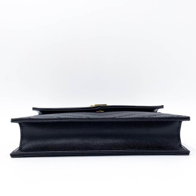Saint Laurent Monogram Wallet on Chain Grain De Poudre Envelope Black Leather Shoulder Bag
