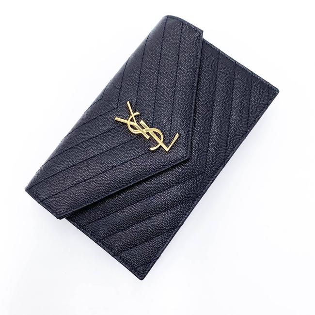 Saint Laurent Monogram Wallet on Chain Grain De Poudre Envelope Black Leather Shoulder Bag