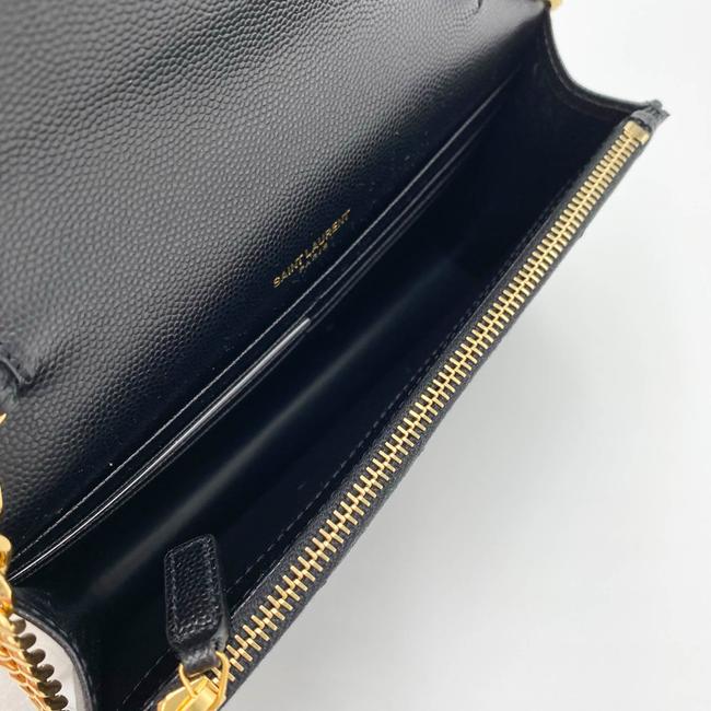 Saint Laurent Monogram Wallet on Chain Grain De Poudre Envelope Black Leather Shoulder Bag