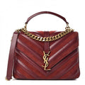 Saint Laurent Monogram Ysl Medium College Patchwork Red Suede Leather Cross Body Bag