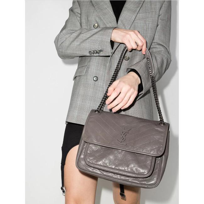Saint Laurent Niki Medium Grey Leather Shoulder Bag