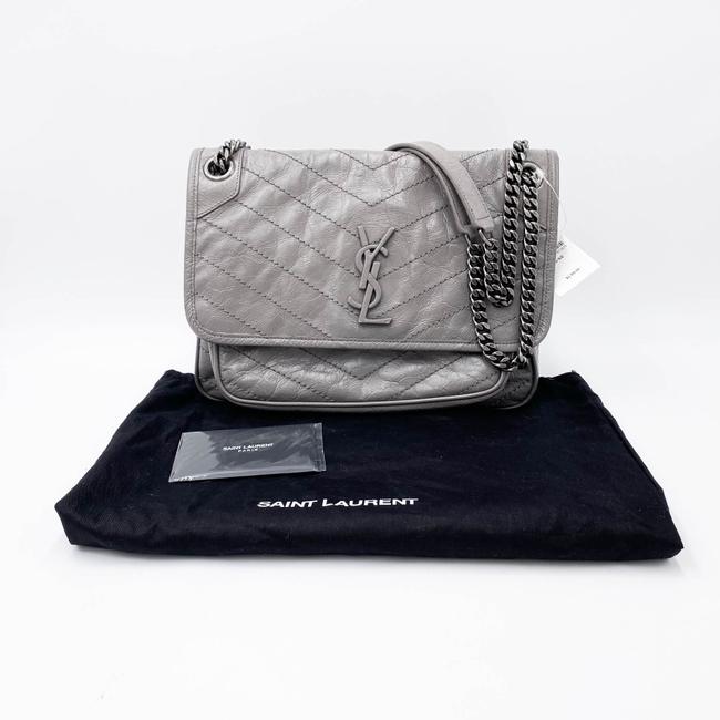 Saint Laurent Niki Medium Grey Leather Shoulder Bag