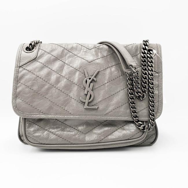 Saint Laurent Niki Medium Grey Leather Shoulder Bag