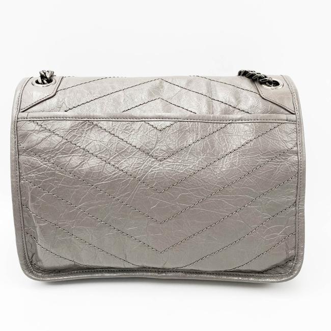 Saint Laurent Niki Medium Grey Leather Shoulder Bag