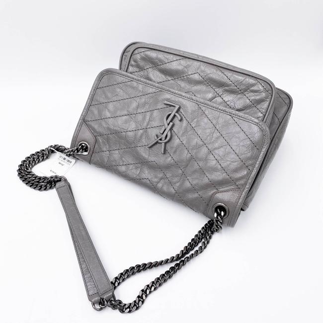 Saint Laurent Niki Medium Grey Leather Shoulder Bag
