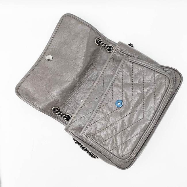 Saint Laurent Niki Medium Grey Leather Shoulder Bag