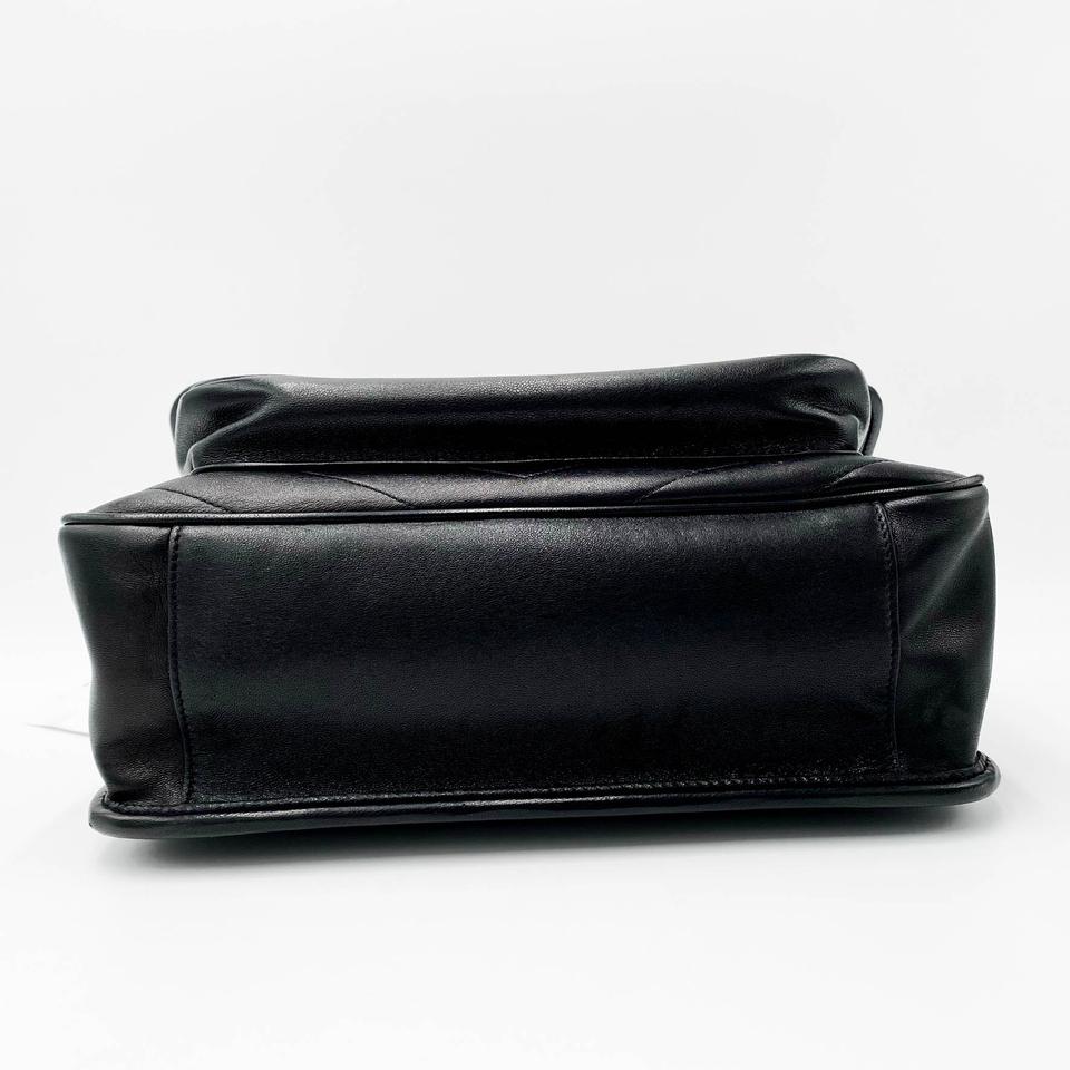 Saint Laurent Niki Medium Ysl Monogram Quilted Calf Flap Black Leather Shoulder Bag