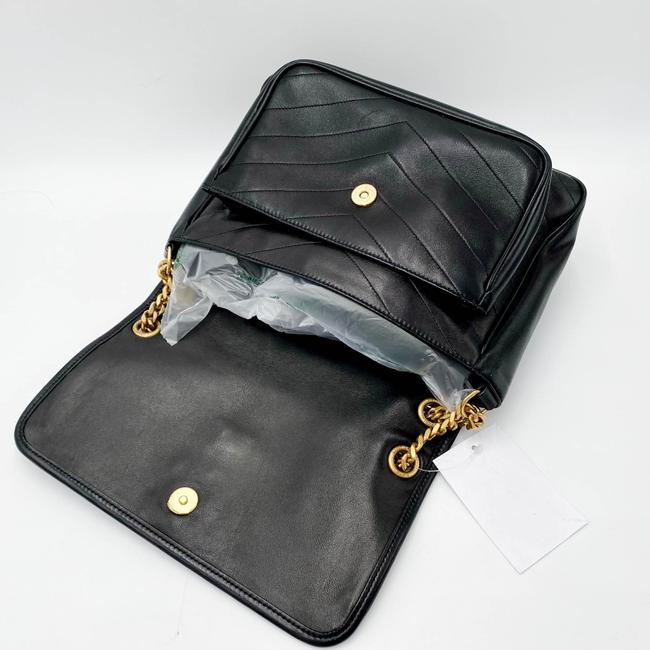 Saint Laurent Niki Medium Ysl Monogram Quilted Calf Flap Black Leather Shoulder Bag