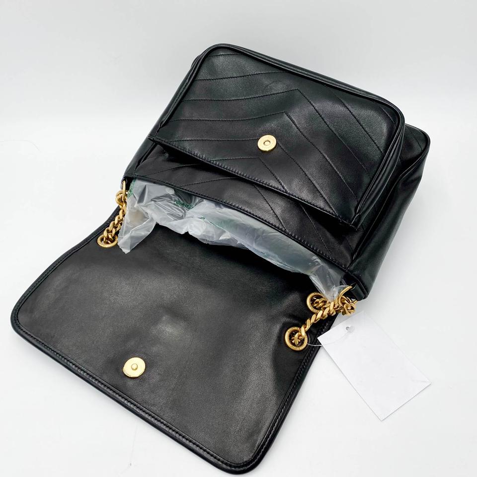 Saint Laurent Niki Medium Ysl Monogram Quilted Calf Flap Black Leather Shoulder Bag