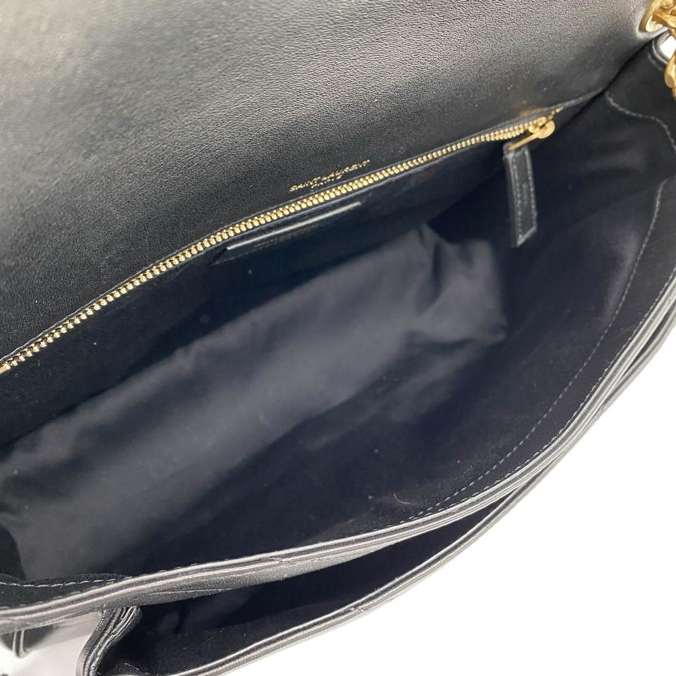Saint Laurent Niki Medium Ysl Monogram Quilted Calf Flap Black Leather Shoulder Bag