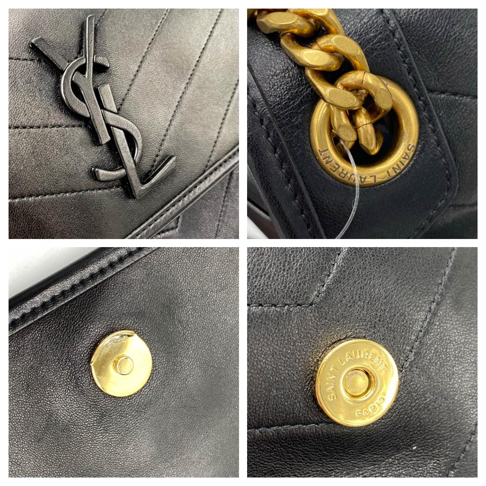 Saint Laurent Niki Medium Ysl Monogram Quilted Calf Flap Black Leather Shoulder Bag