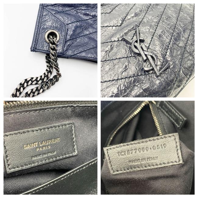 Saint Laurent Shoulder Bag Niki Medium Monogram Blue Patent Leather Tote