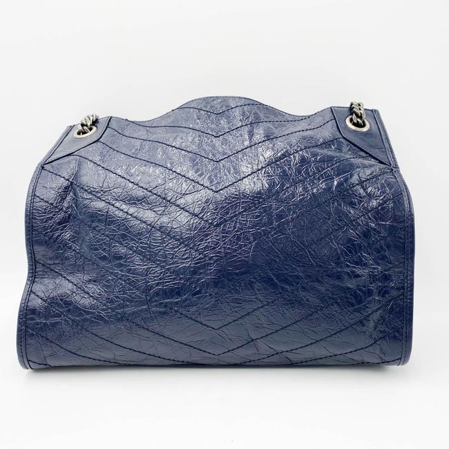 Saint Laurent Shoulder Bag Niki Medium Monogram Blue Patent Leather Tote