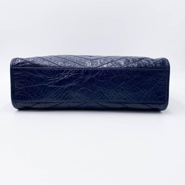 Saint Laurent Shoulder Bag Niki Medium Monogram Blue Patent Leather Tote
