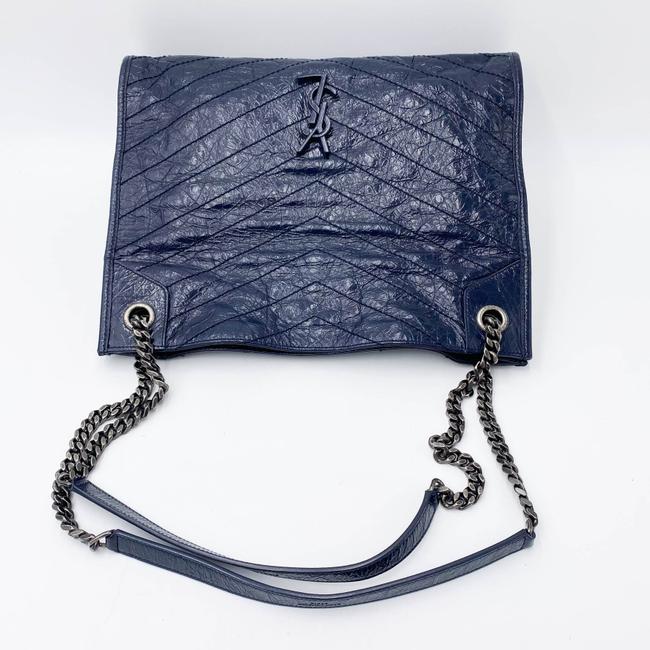 Saint Laurent Shoulder Bag Niki Medium Monogram Blue Patent Leather Tote