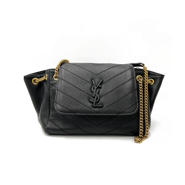 Saint Laurent Nolita Gold Hardware Small Vintage Black Leather Shoulder Bag