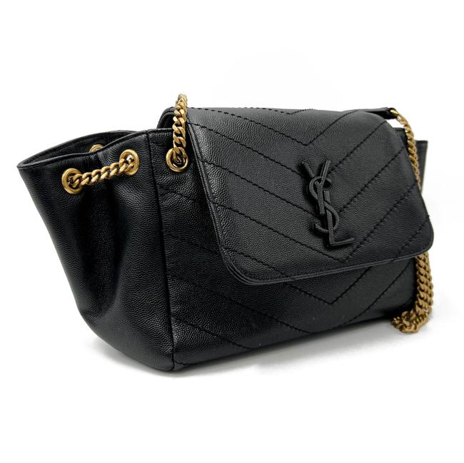 Saint Laurent Nolita Gold Hardware Small Vintage Black Leather Shoulder Bag