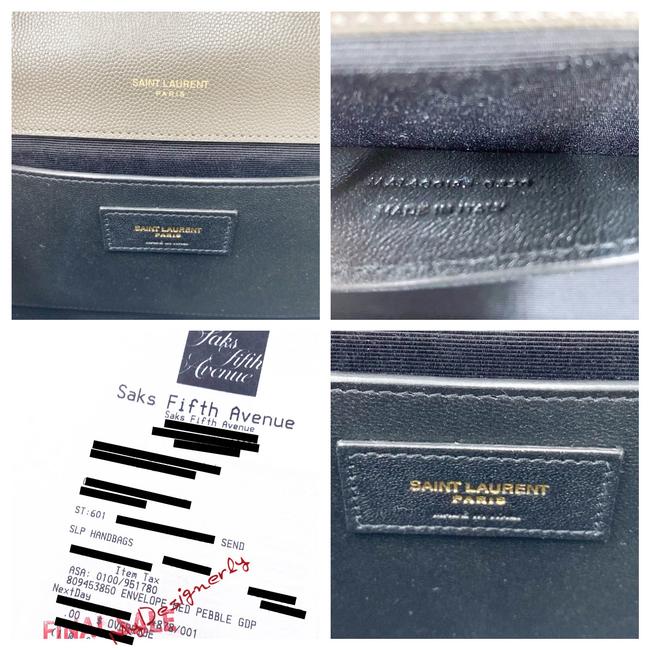 Saint Laurent Pebble Medium Envelope Monogram Matelasse Grey Leather Shoulder Bag