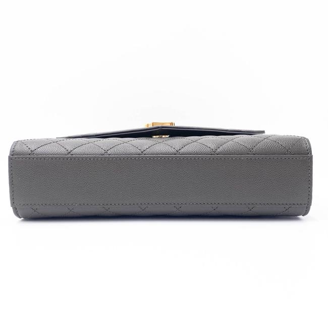 Saint Laurent Pebble Medium Envelope Monogram Matelasse Grey Leather Shoulder Bag