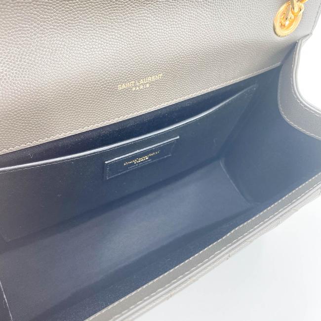Saint Laurent Pebble Medium Envelope Monogram Matelasse Grey Leather Shoulder Bag