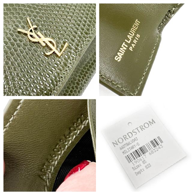 Saint Laurent Rider Military Shiny Chain Monogram Green Calfskin Leather Cross Body Bag