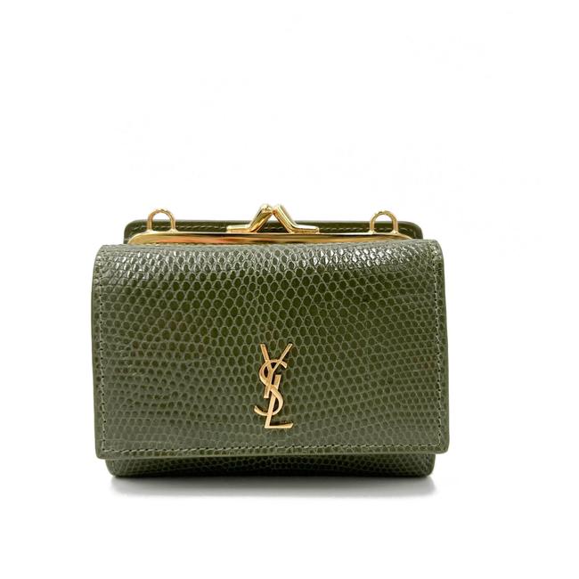 Saint Laurent Rider Military Shiny Chain Monogram Green Calfskin Leather Cross Body Bag