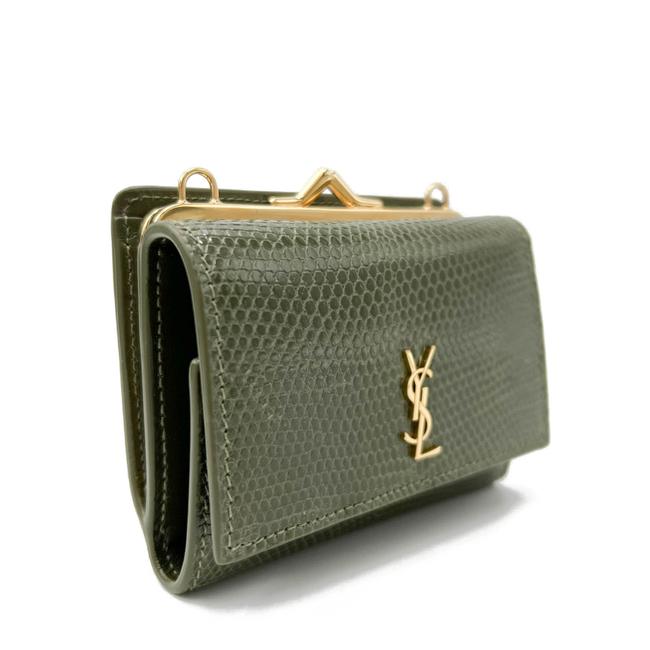 Saint Laurent Rider Military Shiny Chain Monogram Green Calfskin Leather Cross Body Bag