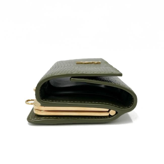 Saint Laurent Rider Military Shiny Chain Monogram Green Calfskin Leather Cross Body Bag
