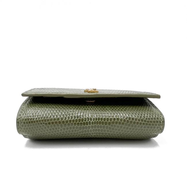 Saint Laurent Rider Military Shiny Chain Monogram Green Calfskin Leather Cross Body Bag