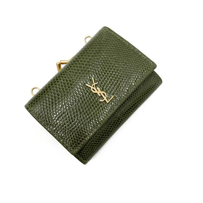 Saint Laurent Rider Military Shiny Chain Monogram Green Calfskin Leather Cross Body Bag