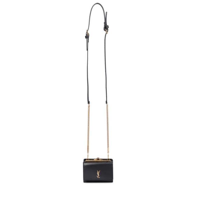 Saint Laurent Rider Wallet Monogram Black Leather Shoulder Bag