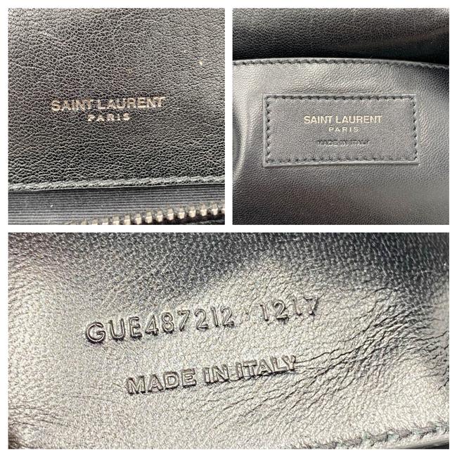 Saint Laurent Sheepskin Matelasse Chevron Monogram Large College Satchel Black Leather Shoulder Bag