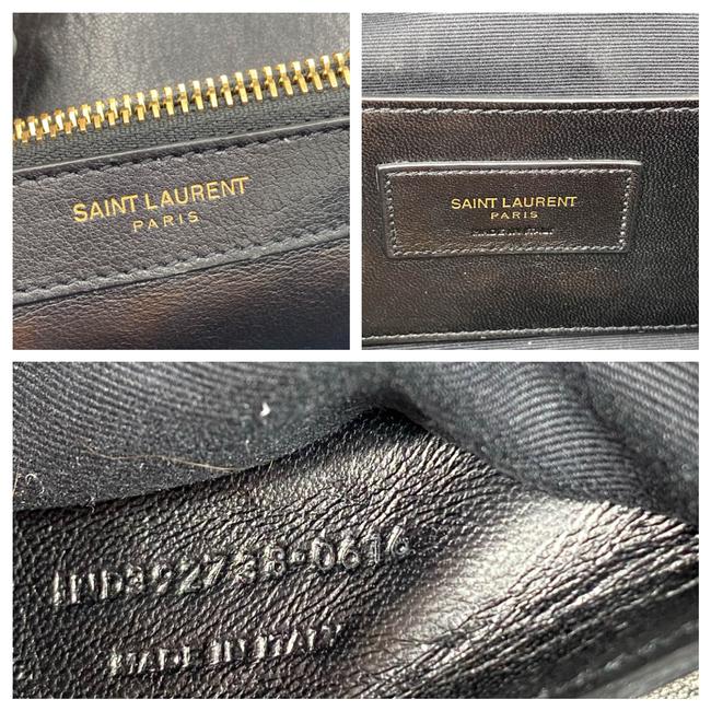 Saint Laurent Sheepskin Matelasse Chevron Monogram Large College Satchel Black Leather Shoulder Bag