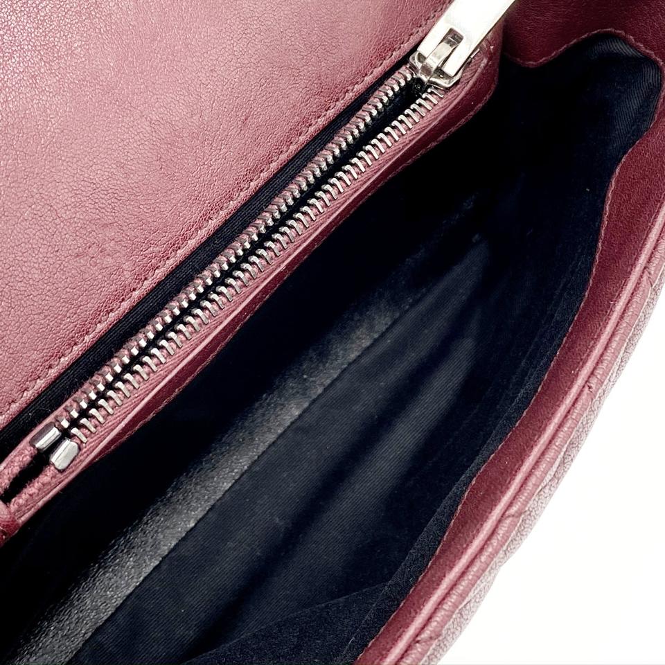 Saint Laurent Sheepskin Matelasse Chevron Monogram Medium College Amaranto Burgundy Leather Shoulder Bag