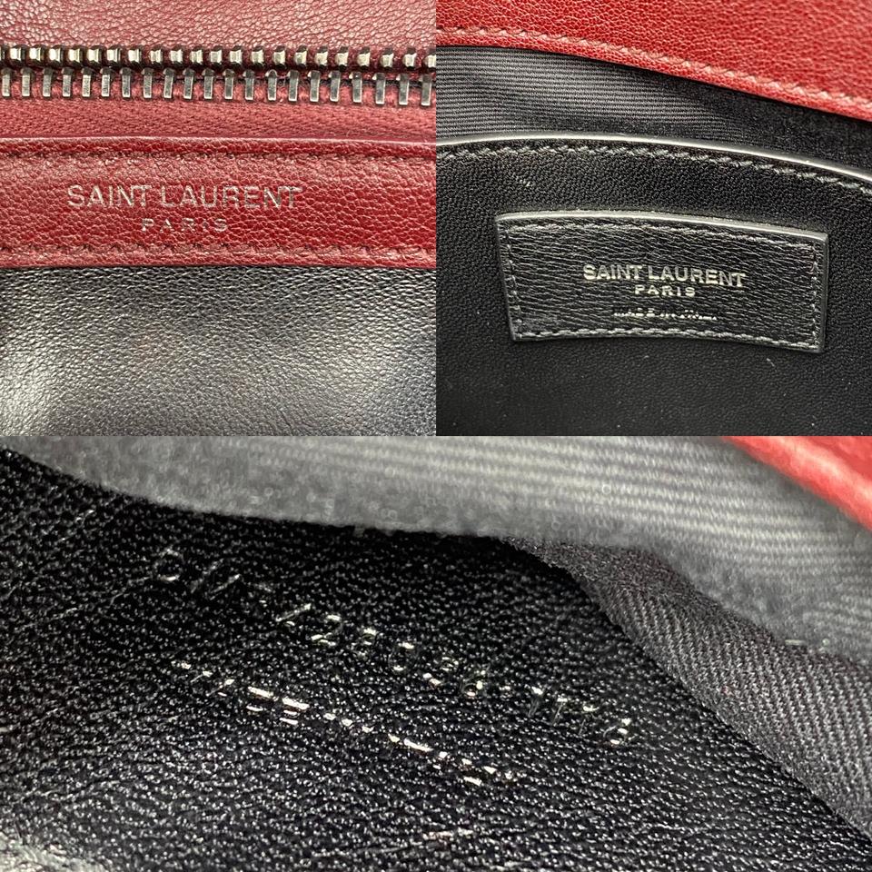 Saint Laurent Sheepskin Matelasse Chevron Monogram Medium College Amaranto Burgundy Leather Shoulder Bag