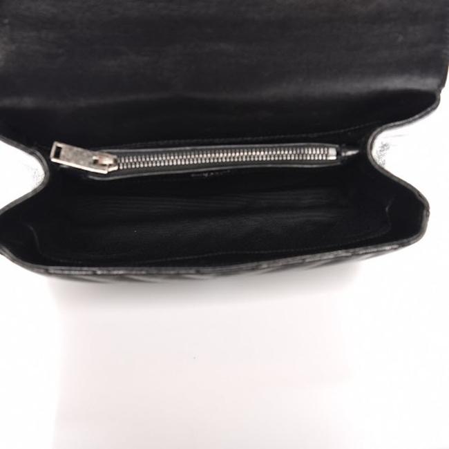 Saint Laurent Sheepskin Matelasse Chevron Monogram Medium College Black Leather Shoulder Bag