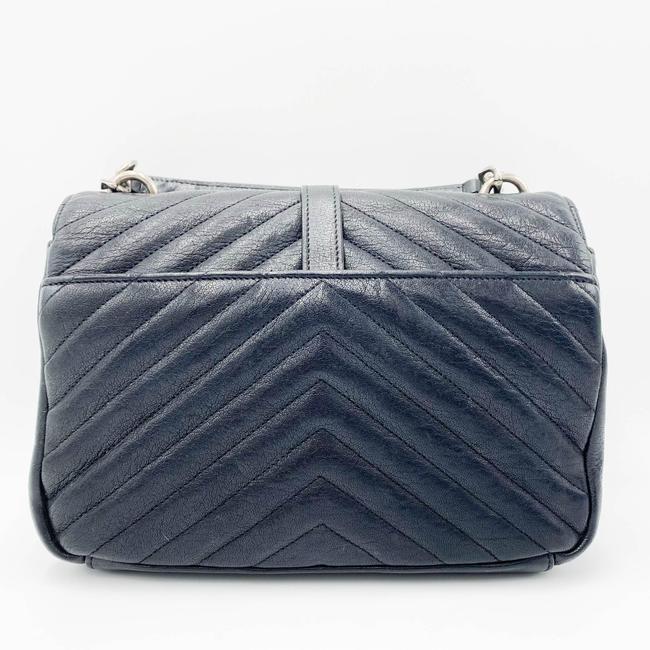 Saint Laurent Sheepskin Matelasse Chevron Monogram Medium College Black Leather Shoulder Bag