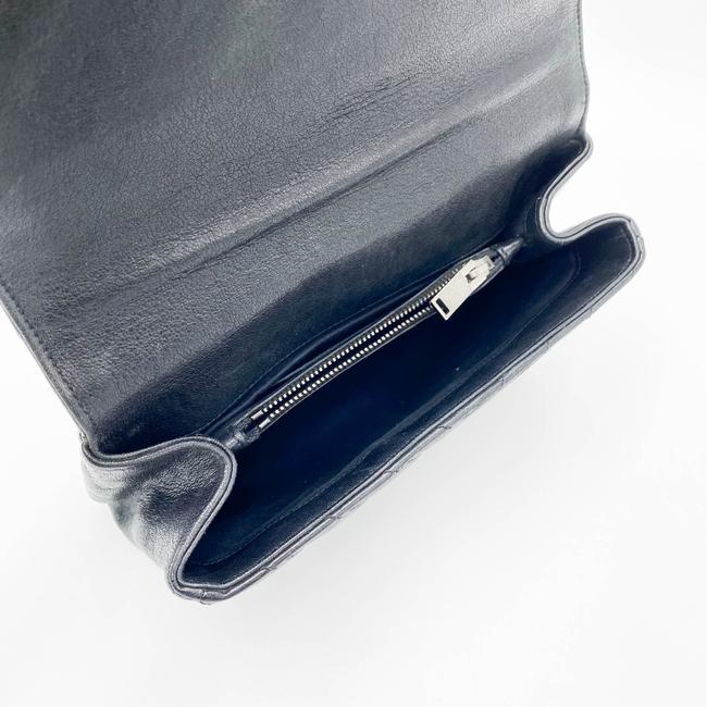 Saint Laurent Sheepskin Matelasse Chevron Monogram Medium College Black Leather Shoulder Bag