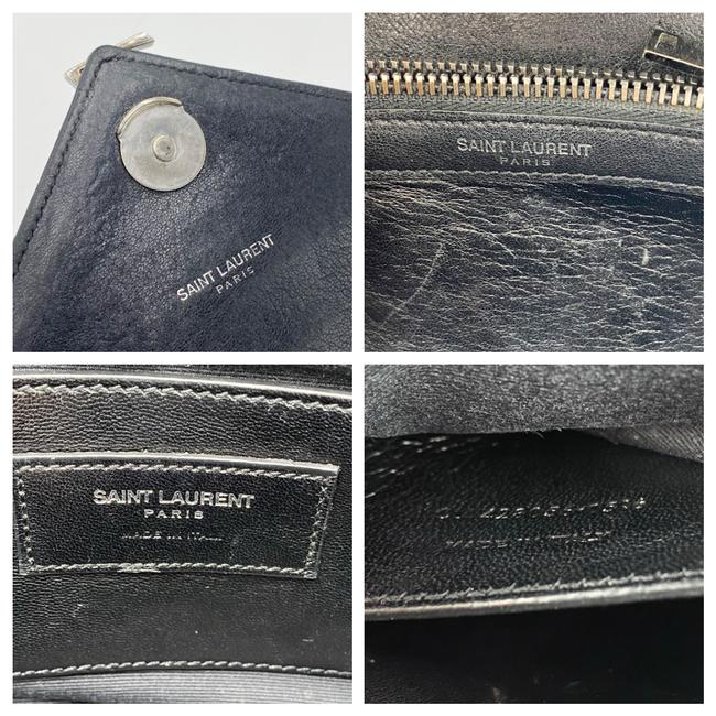Saint Laurent Sheepskin Matelasse Chevron Monogram Medium College Black Leather Shoulder Bag