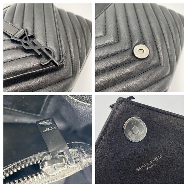 Saint Laurent Sheepskin Matelasse Chevron Monogram Medium College Noir Black Leather Shoulder Bag