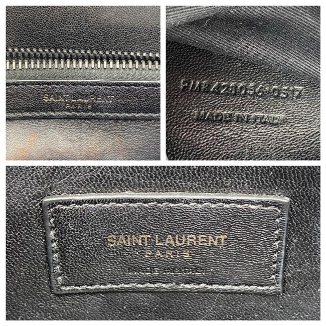 Saint Laurent Sheepskin Matelasse Chevron Monogram Medium College Noir Black Leather Shoulder Bag