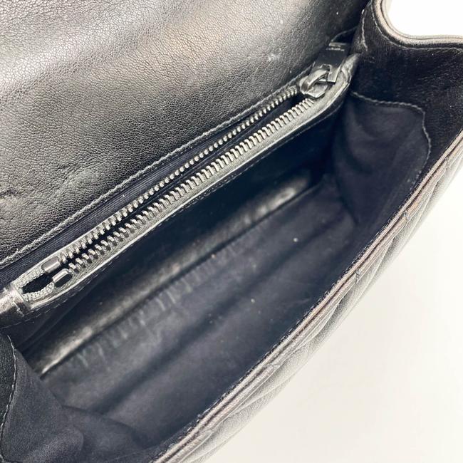 Saint Laurent Sheepskin Matelasse Chevron Monogram Medium College Noir Black Leather Shoulder Bag