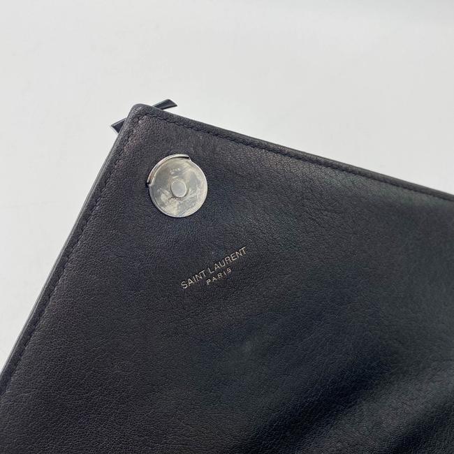 Saint Laurent Sheepskin Matelasse Chevron Monogram Medium College Noir Black Leather Shoulder Bag